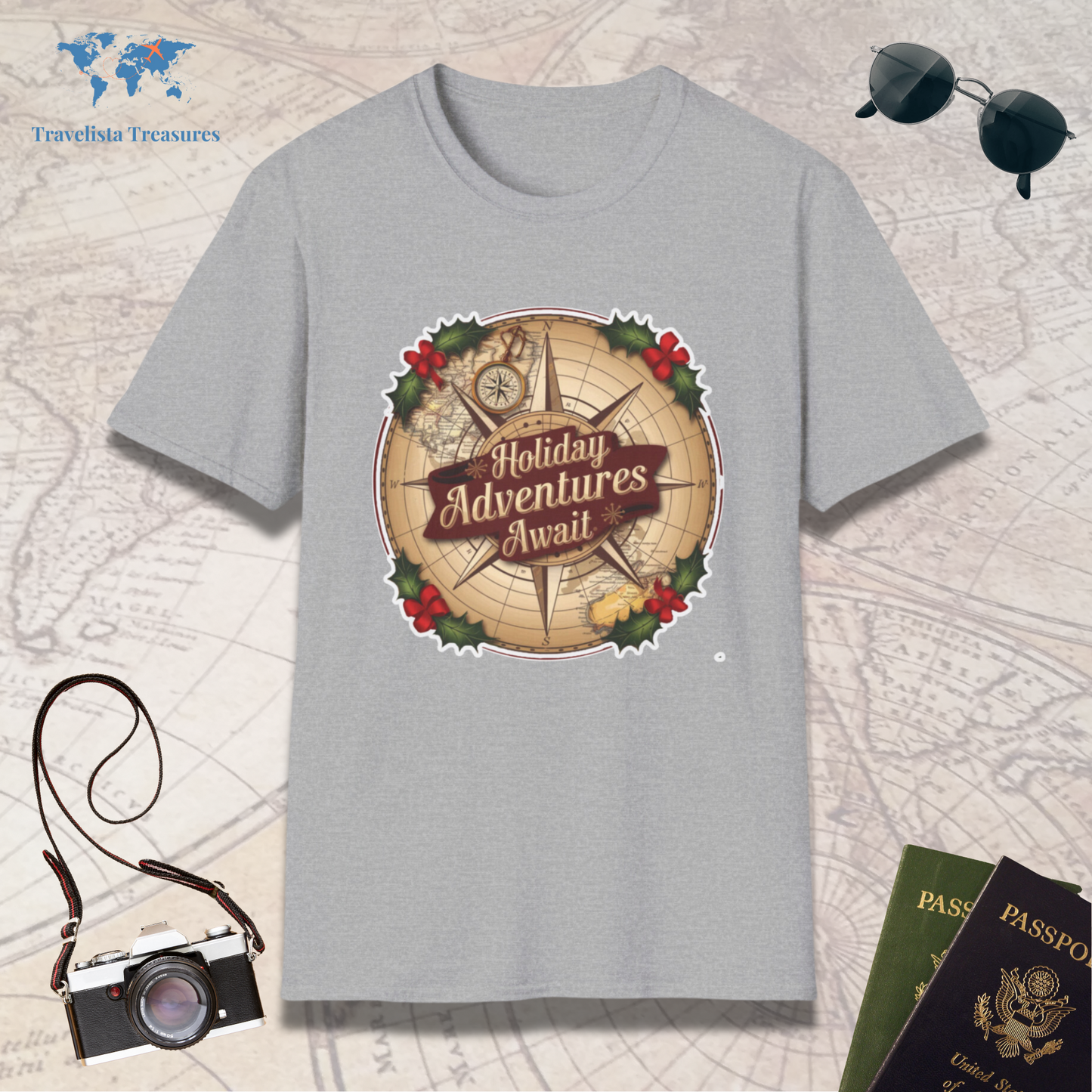 Holiday Adventure Awaits - Compass T-Shirt