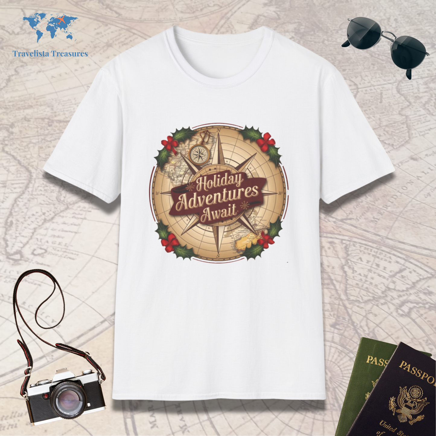 Holiday Adventure Awaits - Compass T-Shirt