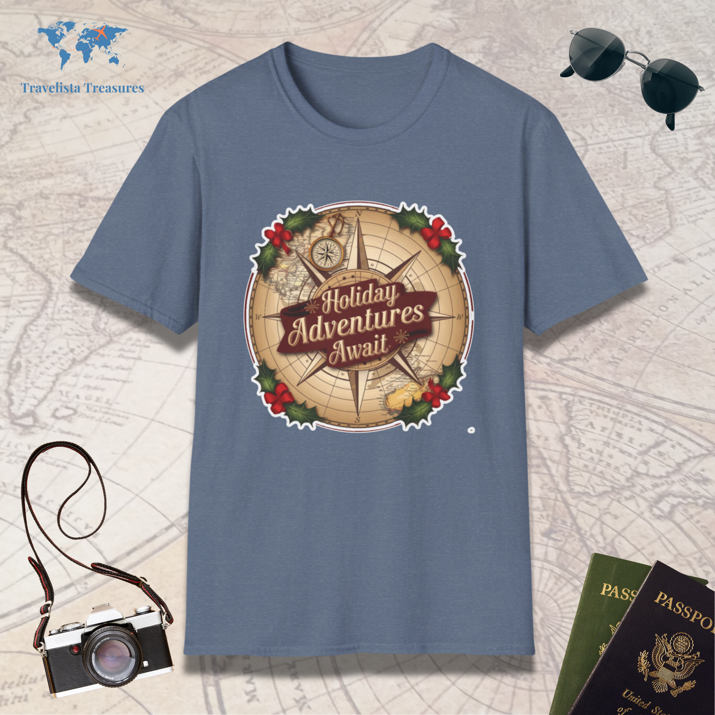 Holiday Adventure Awaits - Compass T-Shirt