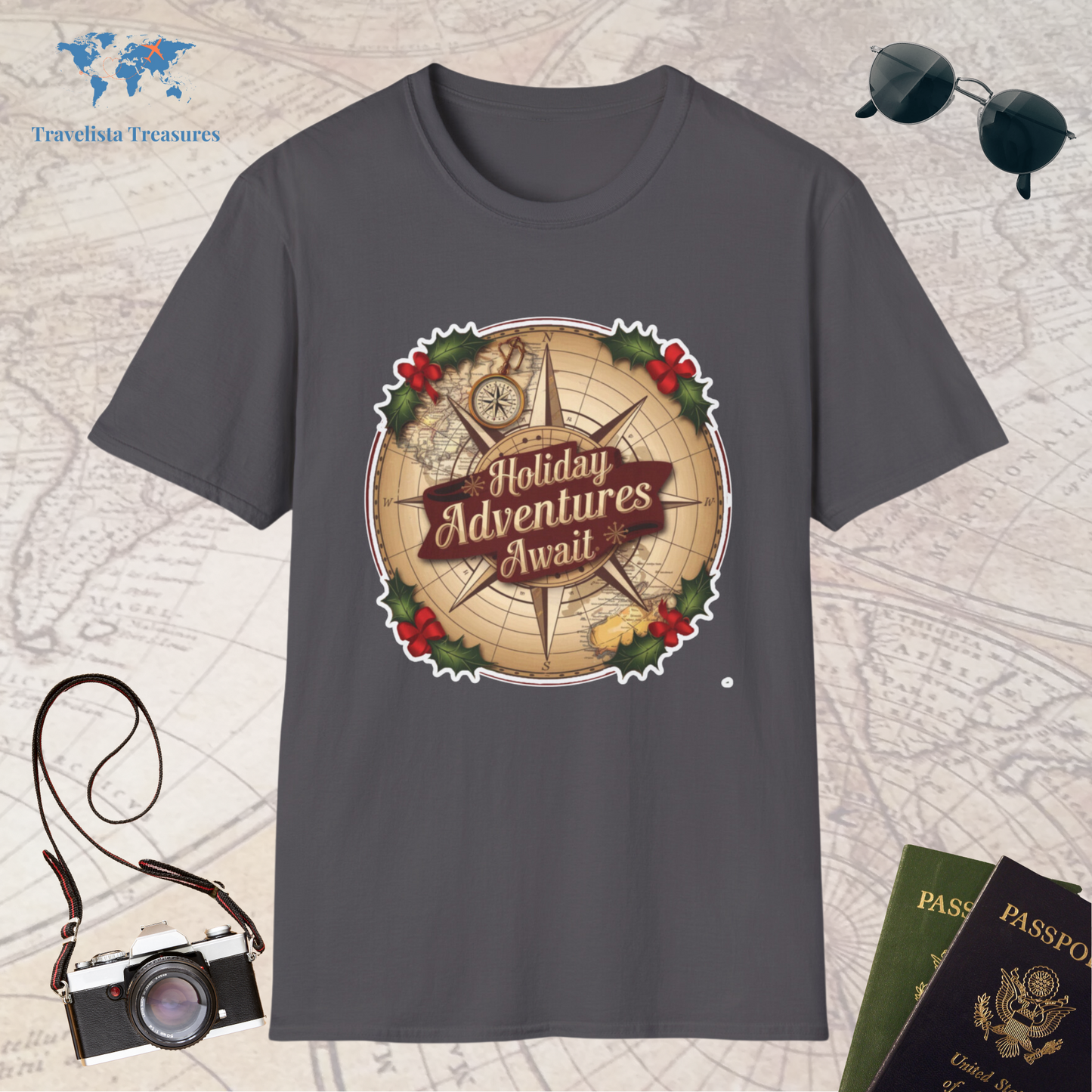 Holiday Adventure Awaits - Compass T-Shirt