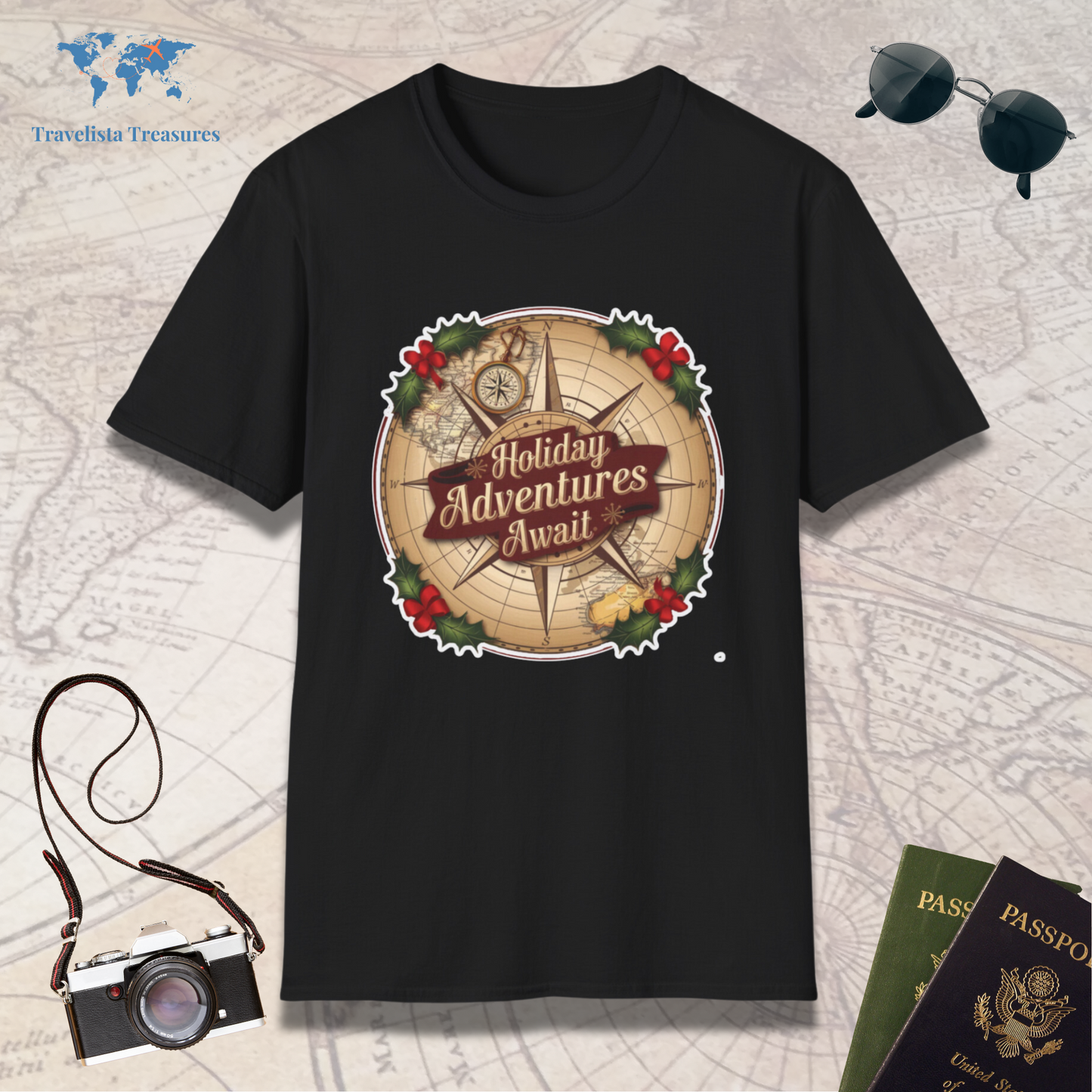 Holiday Adventure Awaits - Compass T-Shirt