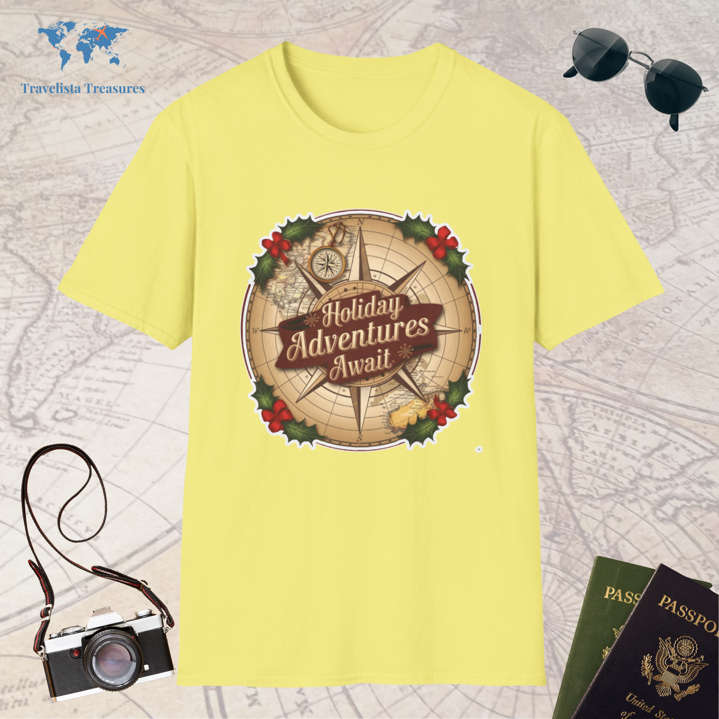 Holiday Adventure Awaits - Compass T-Shirt